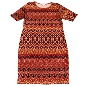 Lularoe‎ Julia Sheath Black Red Batik Dress Size 2XL